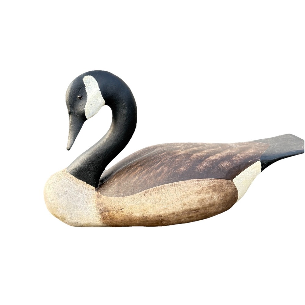 Vintage 1999 Mark Buck Canada Goose Decoy Hand Painted & Carved Pine Glass Eyes